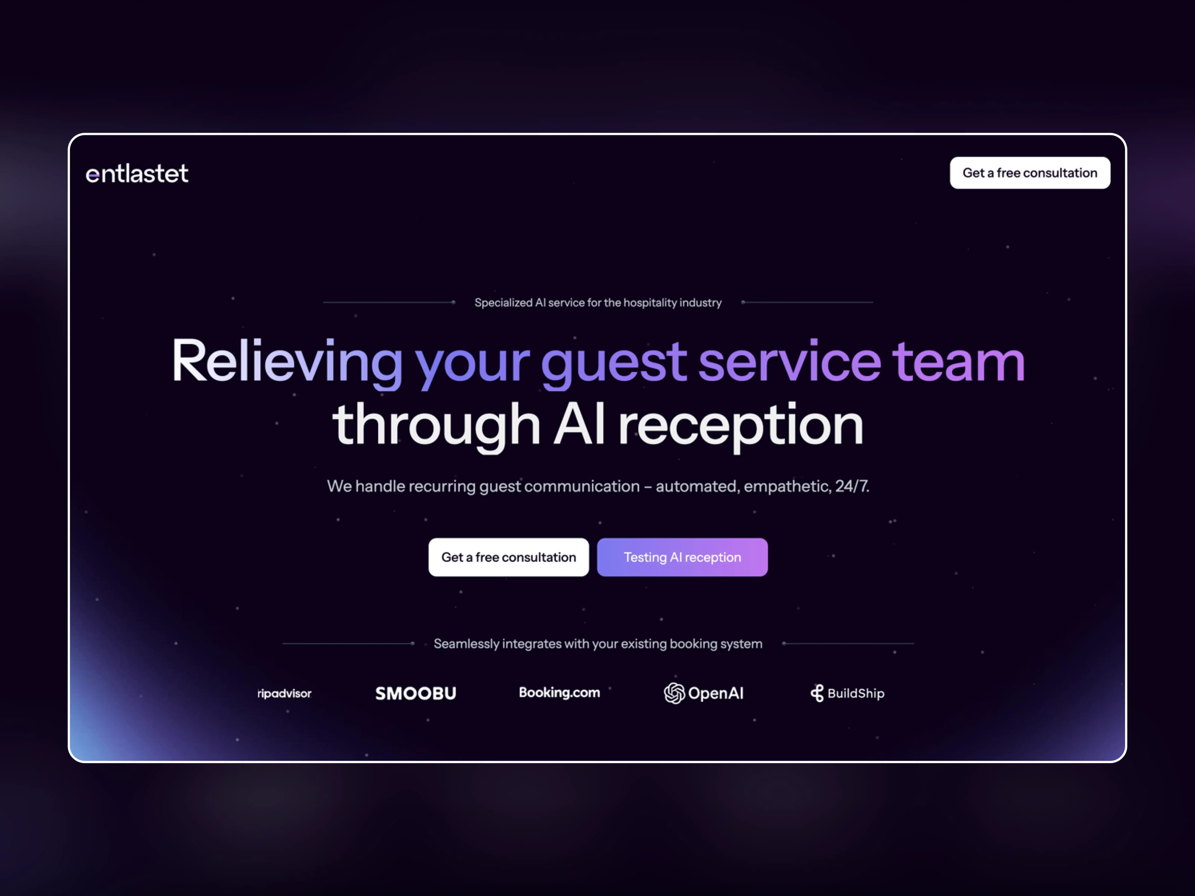 Entlastet — Redefining Guest Retention through AI-Driven Hospitality Architecture.